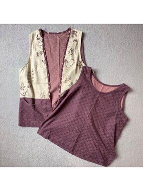 Made in Hawaii Womens 2 Piece Tank Vest Set Asian Print Cotton Size ? Small